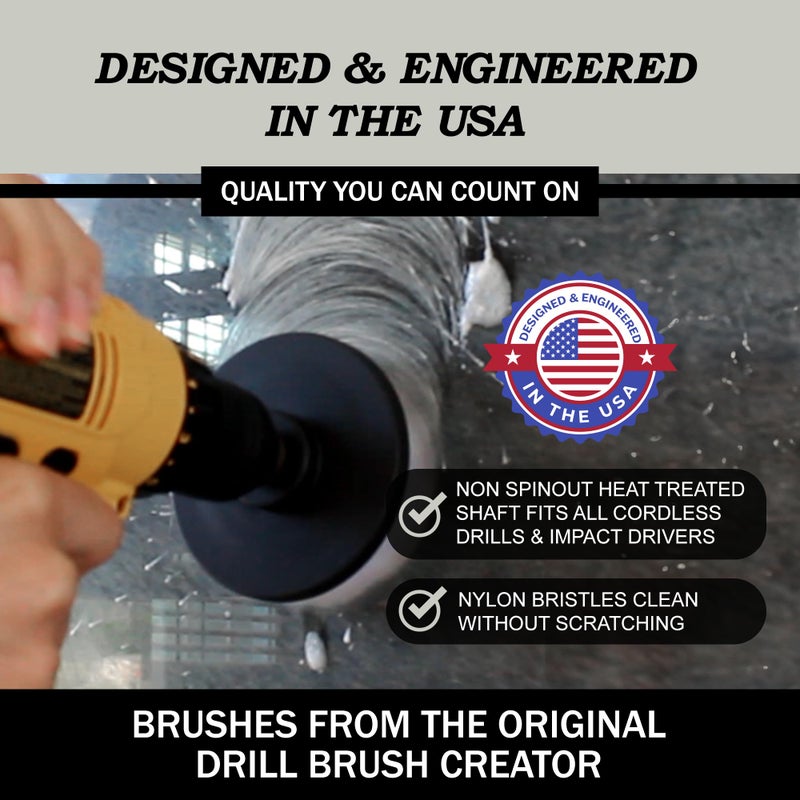 Drillbrush Car Detailing Kit | Drill Brush Set â€“ Soft Bristle Power Scrubber Attachments for Cleaning Car Interior, Upholstery, Carpet, Seats, Wheels, Rims, Dash, Console, and Trim - Nylon Scrub Brush - Image 5